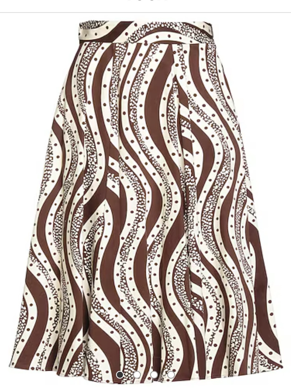Max&co Cream & Brown Wave-Print A-Line Skirt NWT